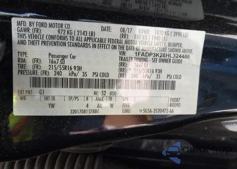 2017 Ford Focus Se из США, поврежденный, VIN 1FADP3K28HL324486